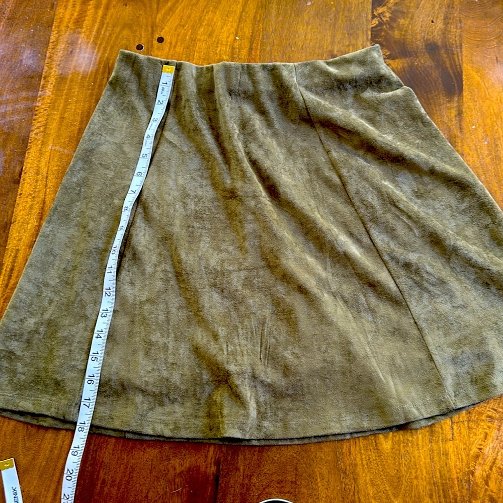 Olive Suede A Line Skirt